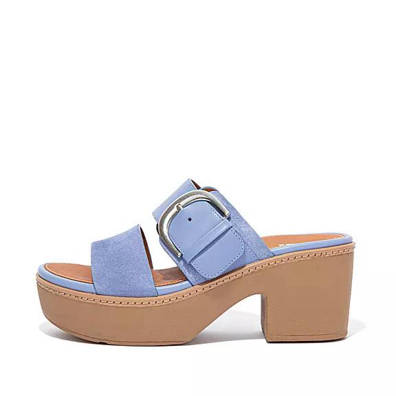 Chaussures À Enfiler Femme Fitflop Pilar Suede-Mix Slide Platforms Lavande (TRM153079)